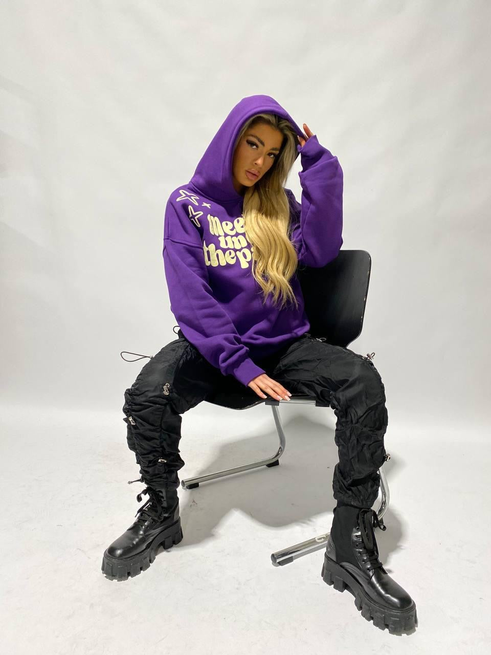 Meet me under the palms hoodie purple