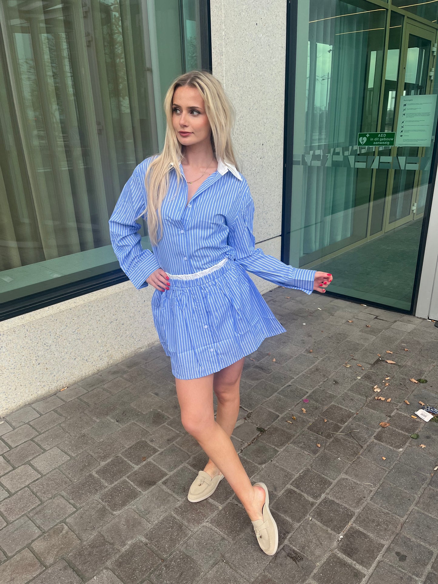 Striped set blue
