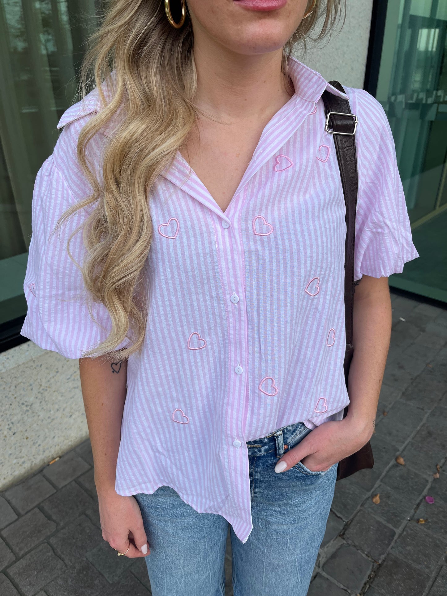 Heart blouse pink