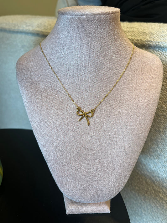 Bow necklace gold