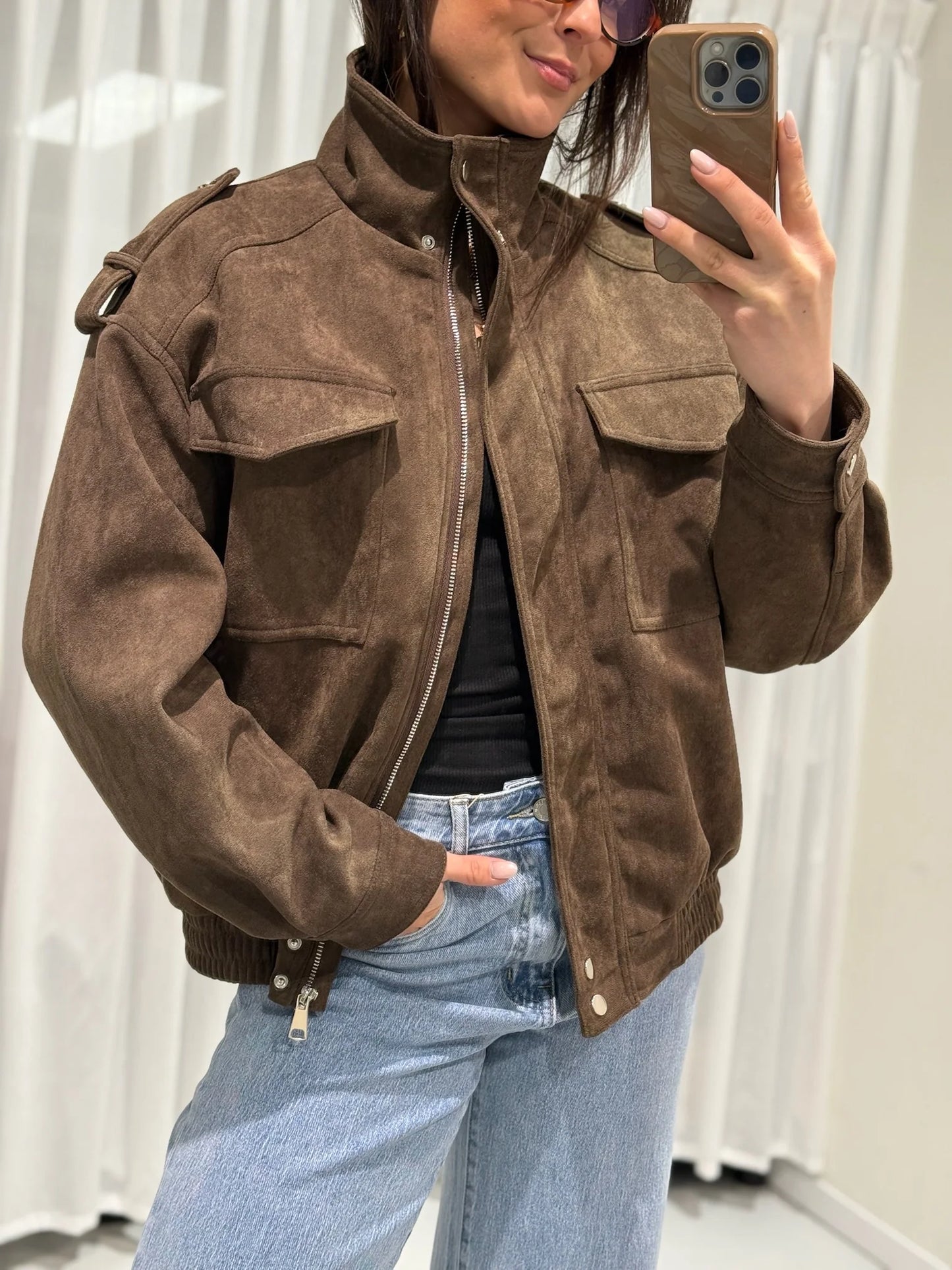 Lotte suede jacket brown