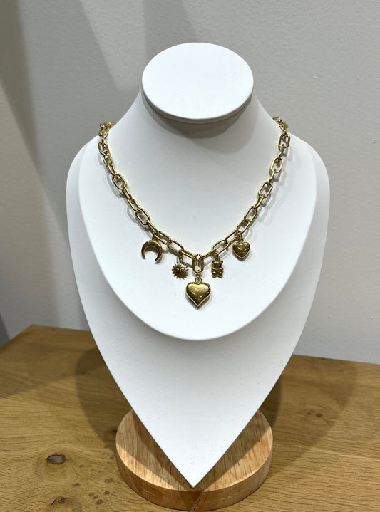 Charm necklace gold