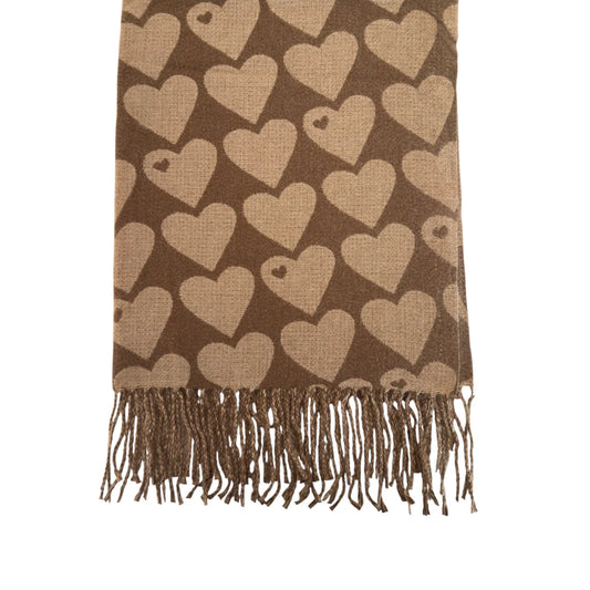 Scarf luxe heart brown