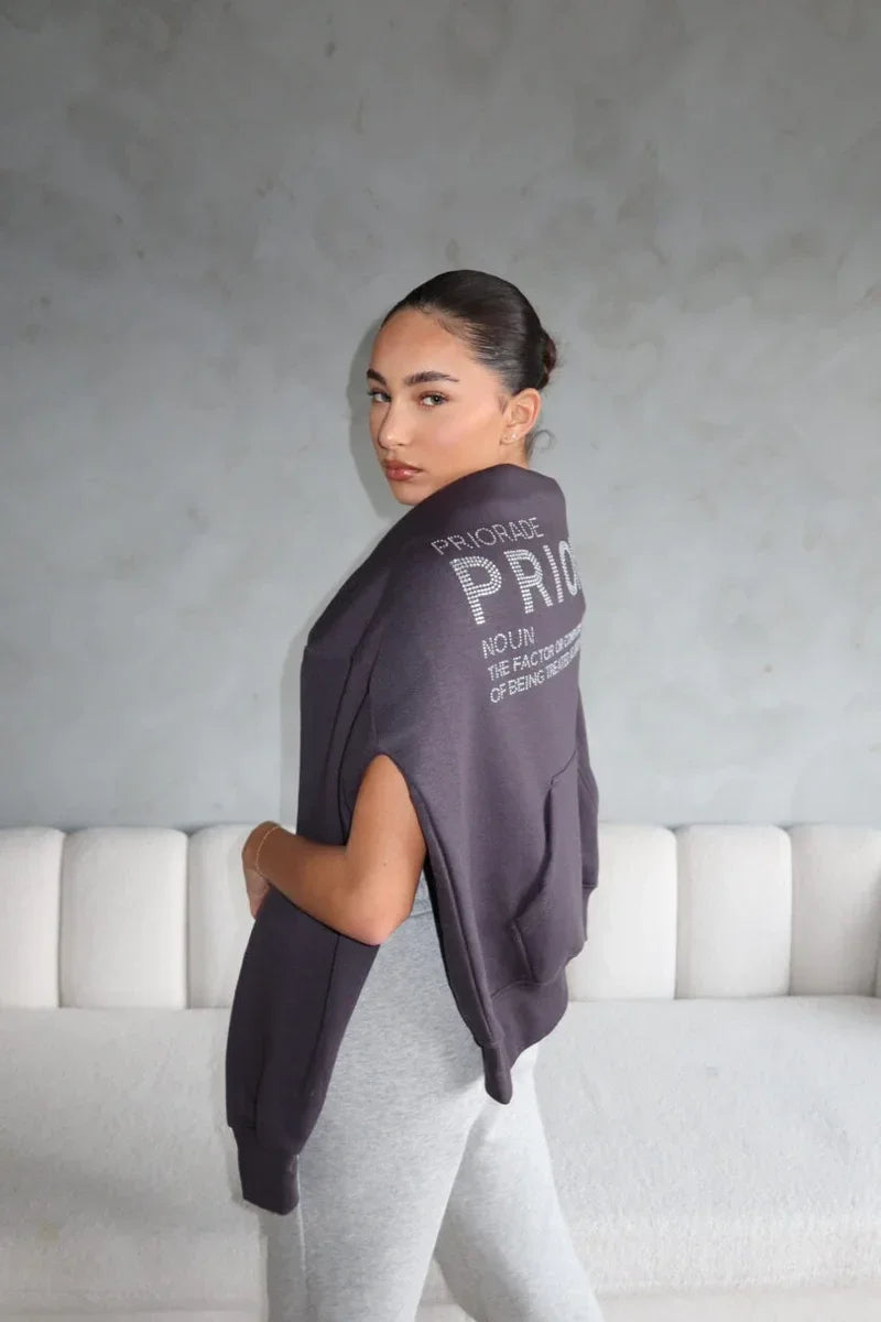 Rinestone hoodie grey