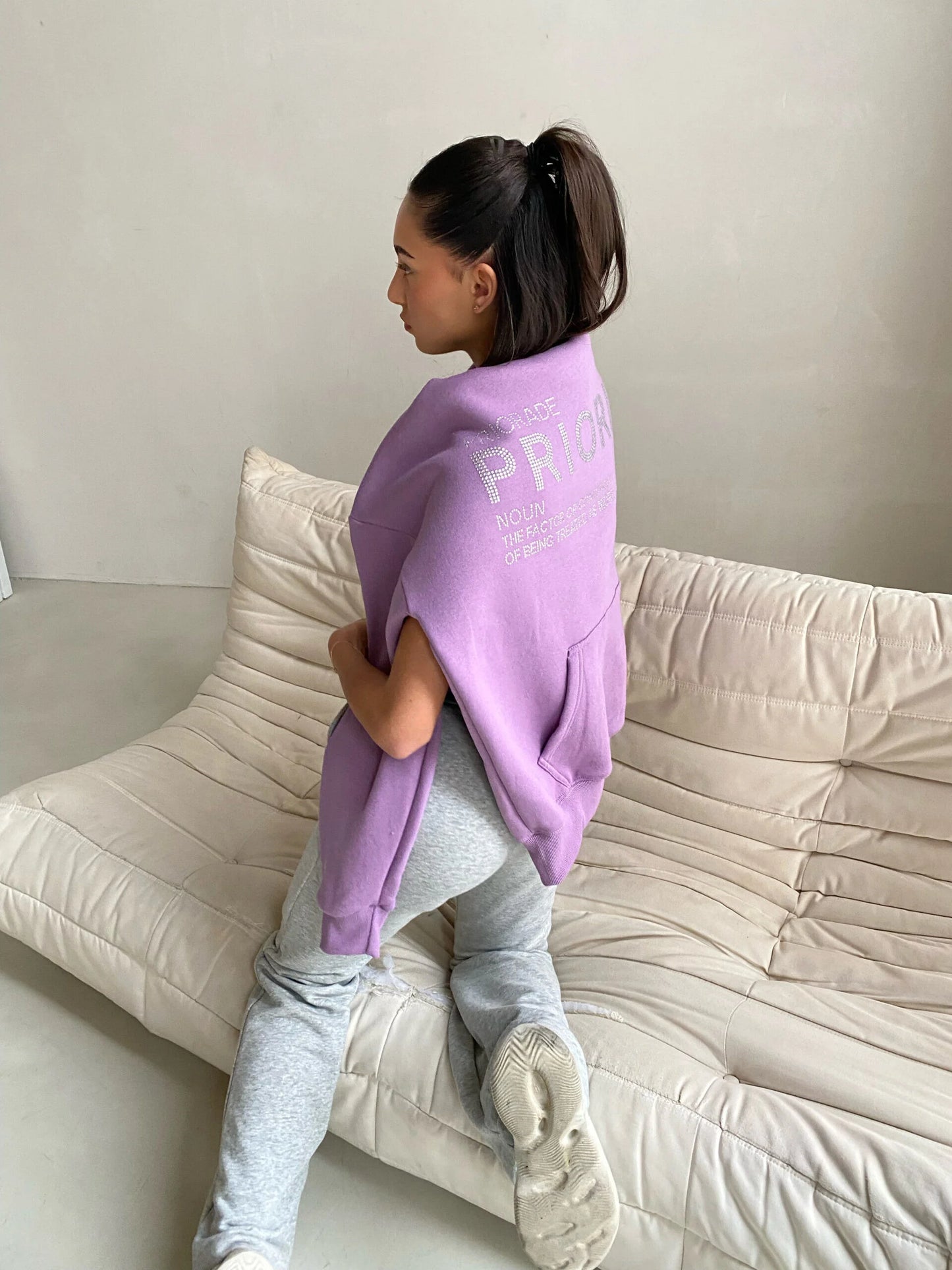 Rinestone hoodie purple